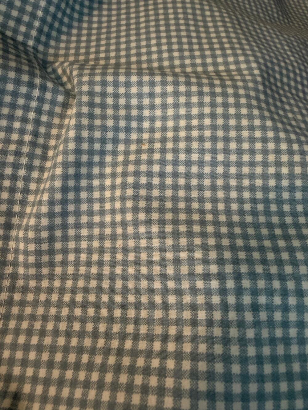 VTG Ralph Lauren Home Blue White Mini Gingham Check Flat Sheet 100% Cotton
